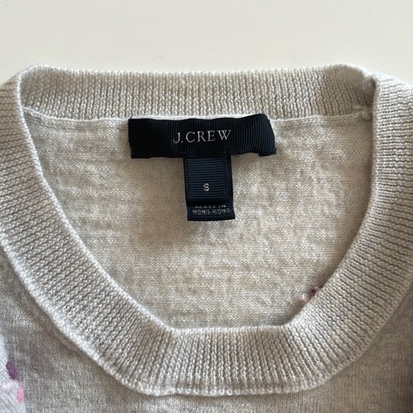 J. Crew 3/4 Sleeve Embroidered Merino Wool Sweater - Picture 2 of 5